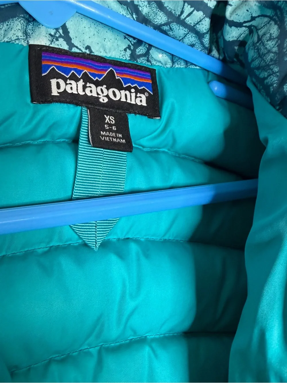 Patagonia Down Sweater Puffer Vest in the Moontree Deep Sea Blue Size XS 5-6
